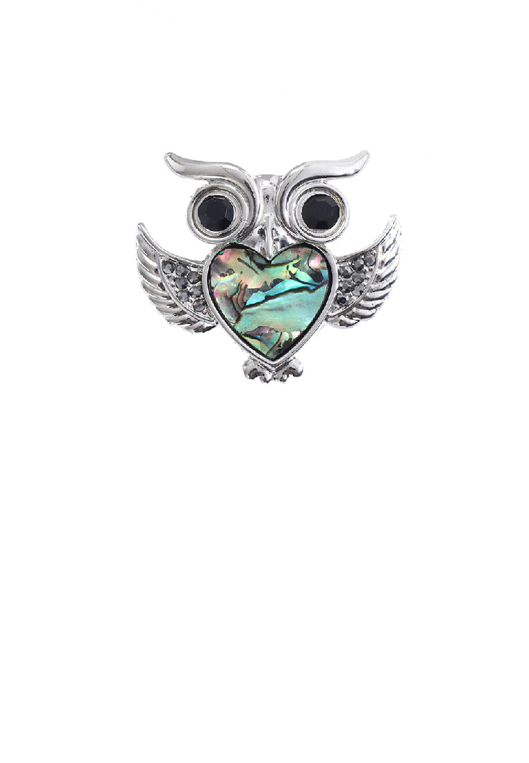 Simple Fashion Owl Colorful Shell Brooch with Cubic Zirconia - Luxurious Look