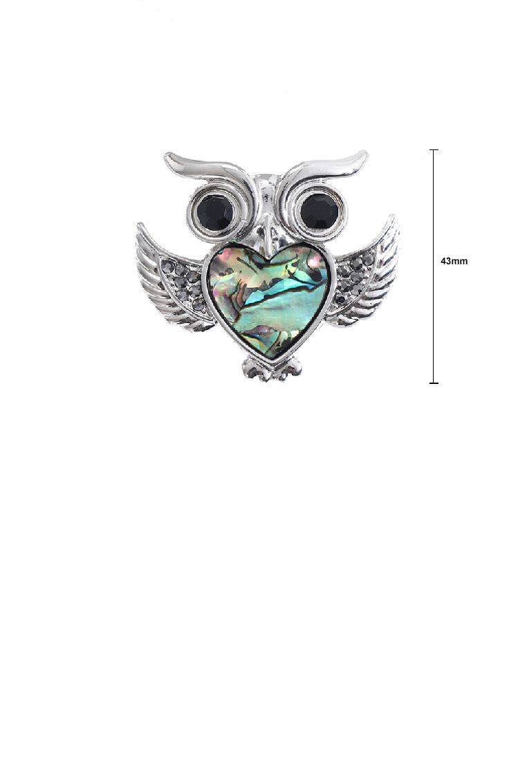 Simple Fashion Owl Colorful Shell Brooch with Cubic Zirconia - Luxurious Look