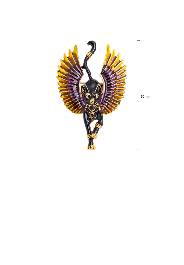 Fashion and Creative Plated Gold Enamel Wings Cat Brooch