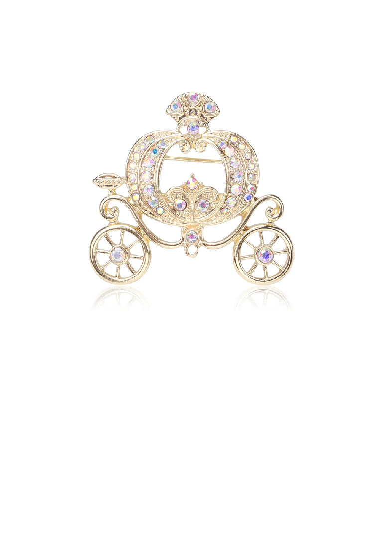 Fashion Personality Plated Gold Pumpkin Cat Brooch with Cubic Zirconia - Luxurious Look