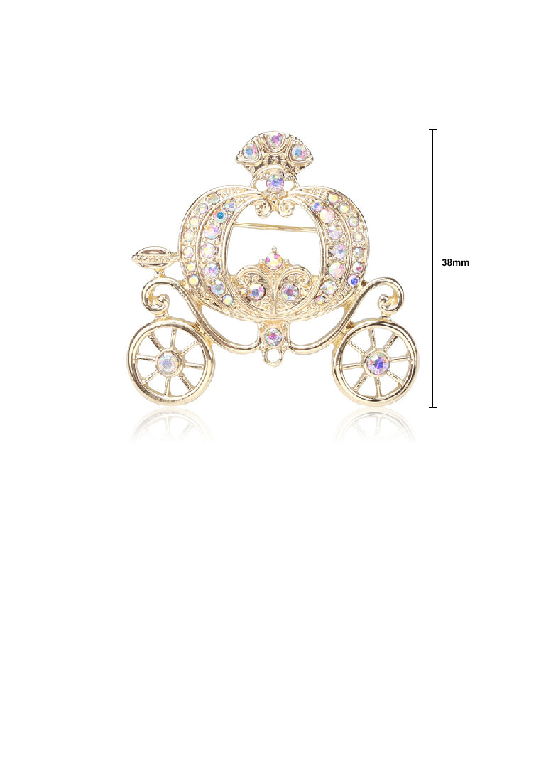 Fashion Personality Plated Gold Pumpkin Cat Brooch with Cubic Zirconia - Luxurious Look