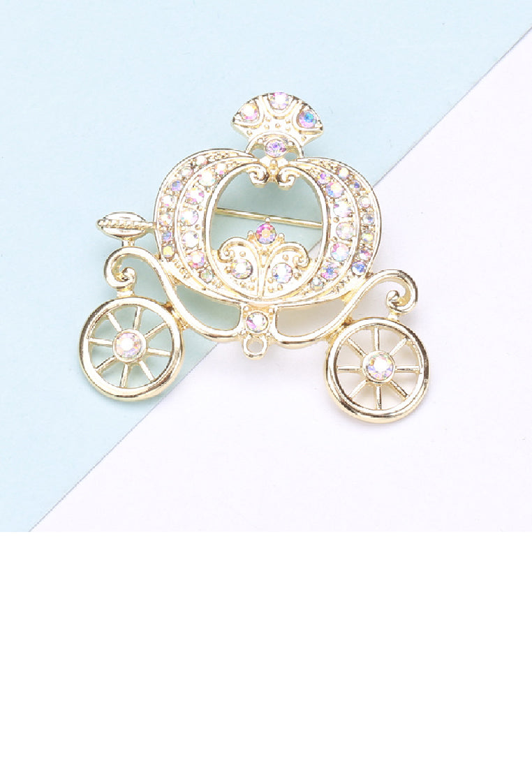 Fashion Personality Plated Gold Pumpkin Cat Brooch with Cubic Zirconia - Luxurious Look