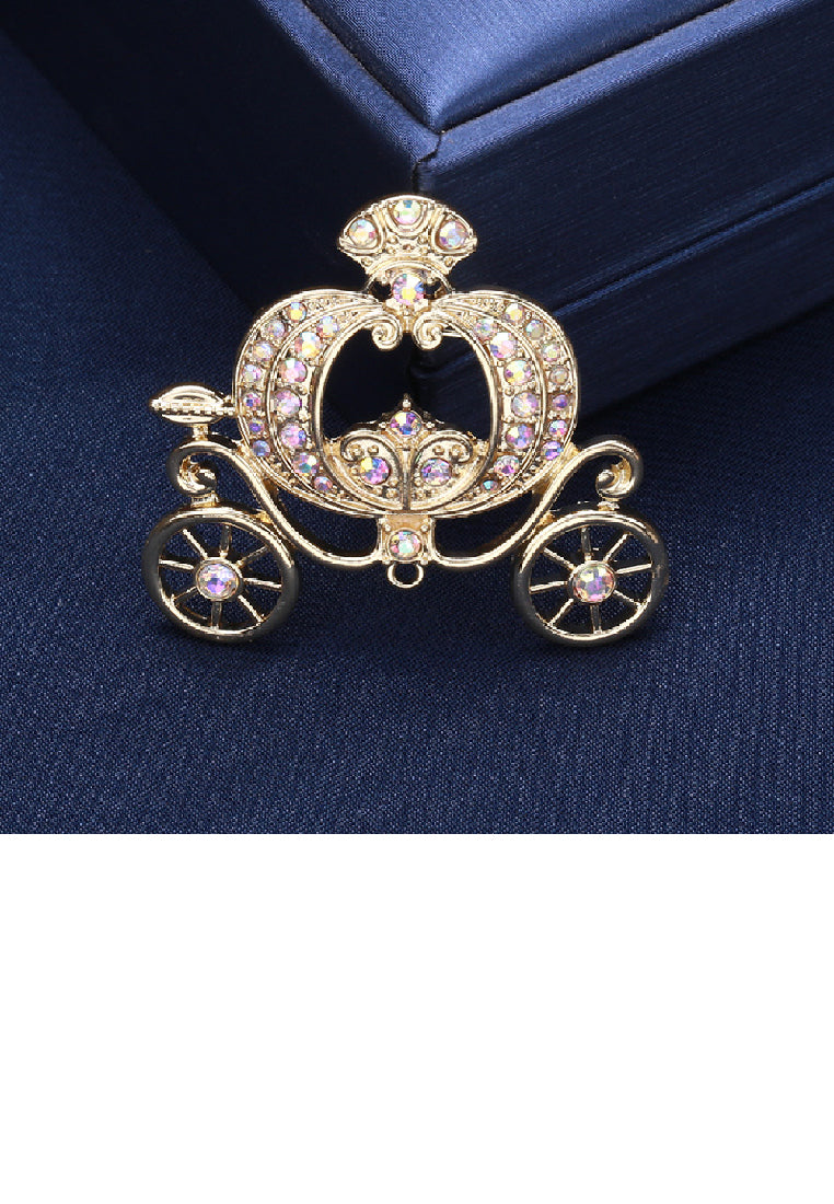 Fashion Personality Plated Gold Pumpkin Cat Brooch with Cubic Zirconia - Luxurious Look