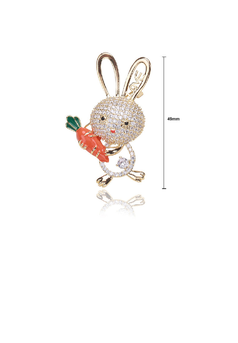Fashion Lovely Plated Gold Rabbit Enamel Parrot Brooch with Cubic Zirconia - Luxurious Look