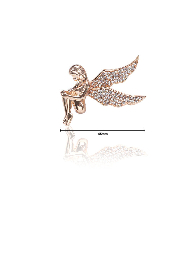 Fashion Simple Plated Gold Angel Brooch with Cubic Zirconia - Luxurious Look