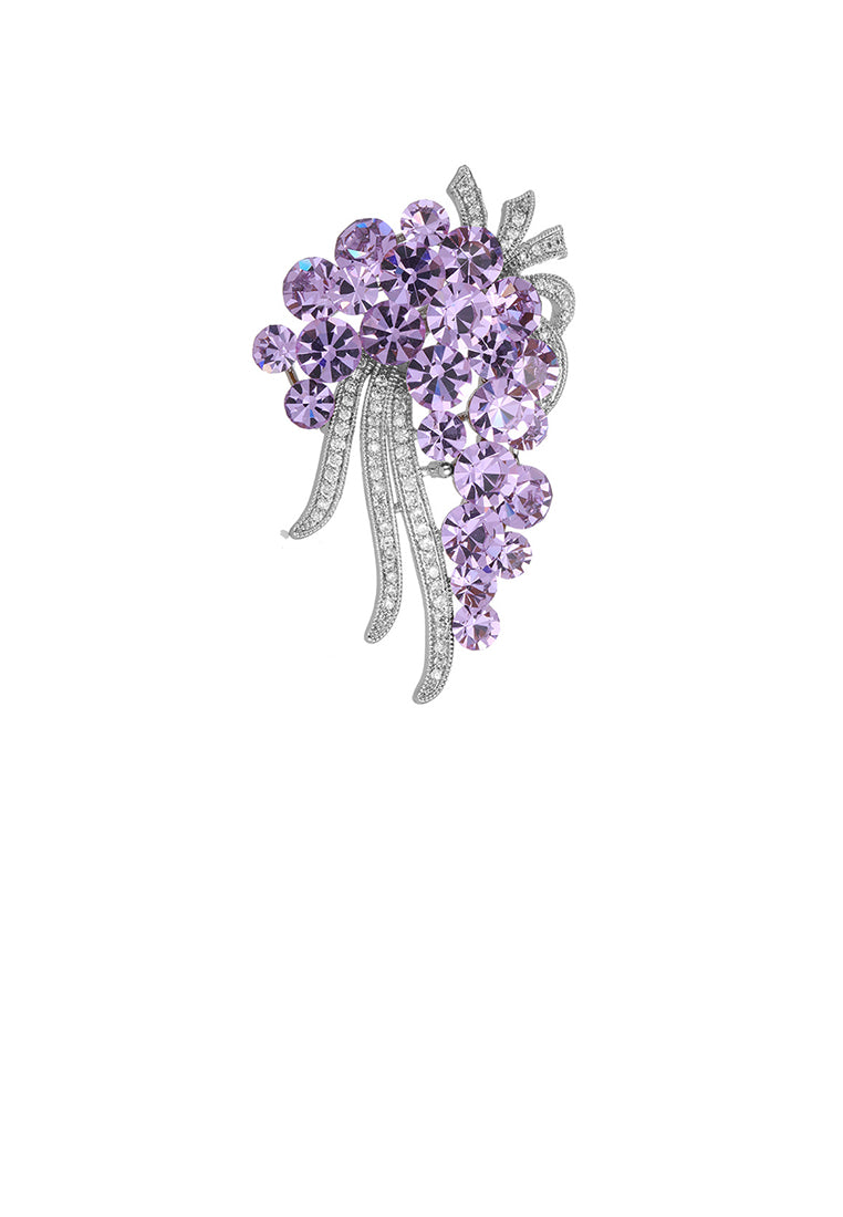 Elegant Brilliant Bouquet Brooch with Purple Cubic Zirconia - Luxurious Look