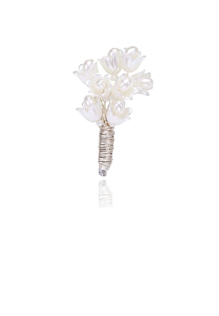 Fashion and Elegant Bluebell Flower Imitation Pearl Brooch - Luxurious Look