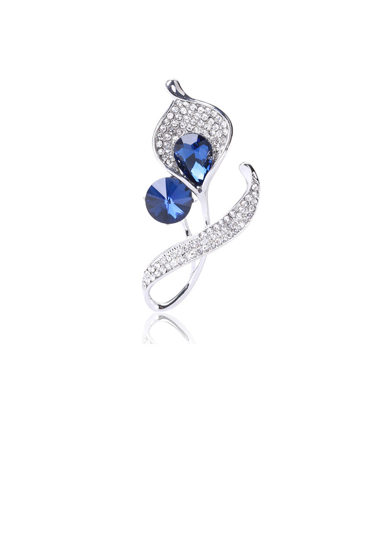 Fashion and Elegant Calla Lily Brooch with Blue Cubic Zirconia - Luxurious Look