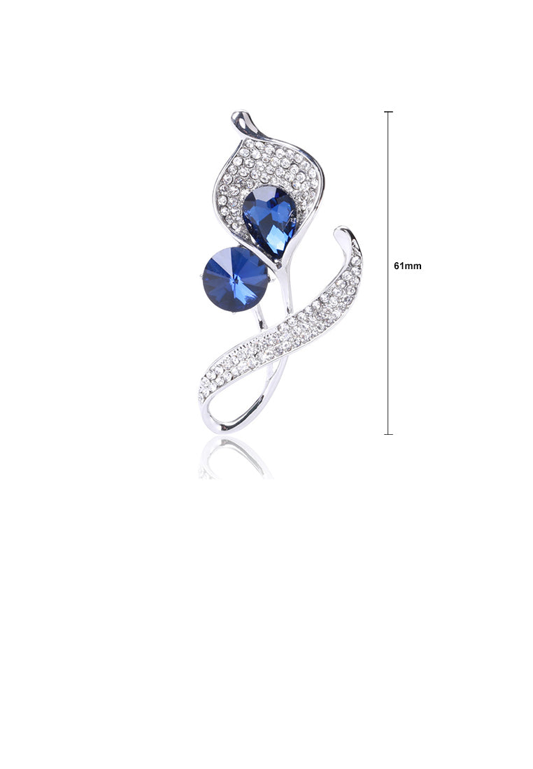 Fashion and Elegant Calla Lily Brooch with Blue Cubic Zirconia - Luxurious Look