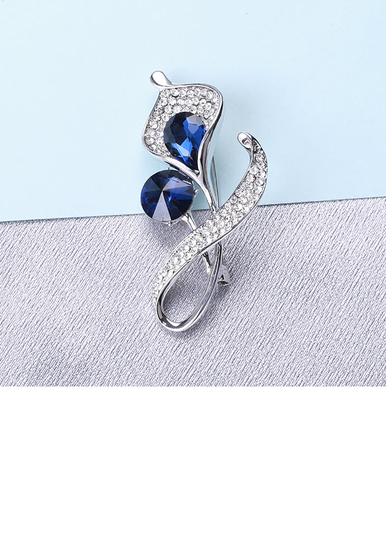Fashion and Elegant Calla Lily Brooch with Blue Cubic Zirconia - Luxurious Look