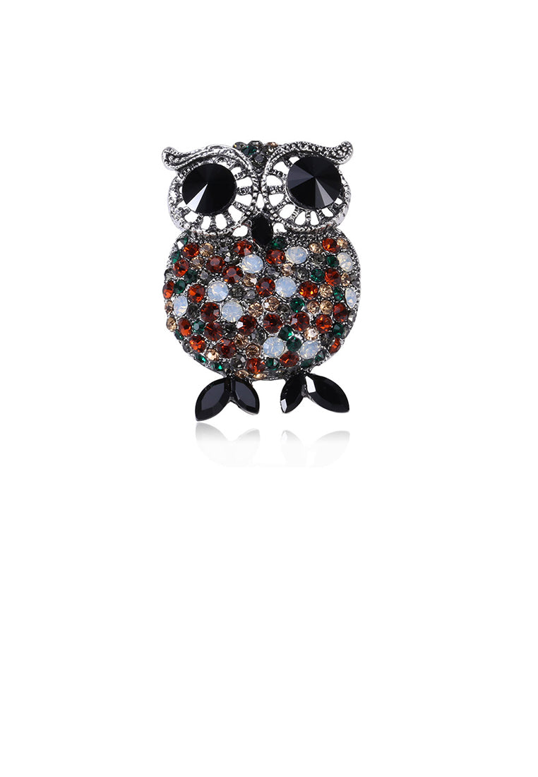 Fashion Brilliant Owl Brooch with Cubic Zirconia - Luxurious Look