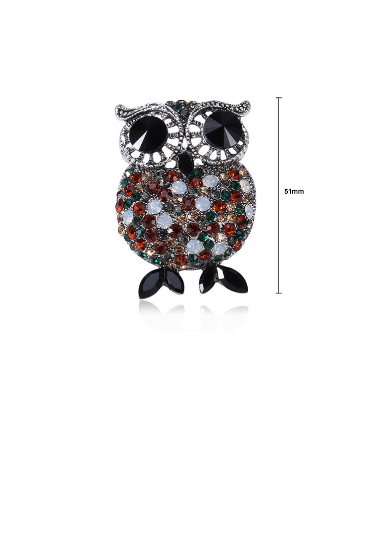 Fashion Brilliant Owl Brooch with Cubic Zirconia - Luxurious Look
