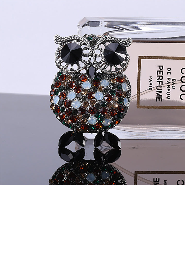 Fashion Brilliant Owl Brooch with Cubic Zirconia - Luxurious Look