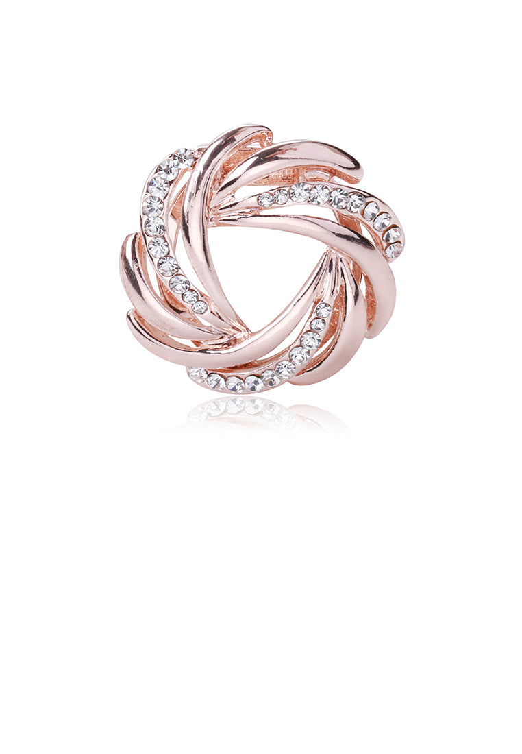 Fashion and Elegant Plated Rose Gold Geometric Wreath Dual Purpose Brooch with Cubic Zirconia - Luxurious Look