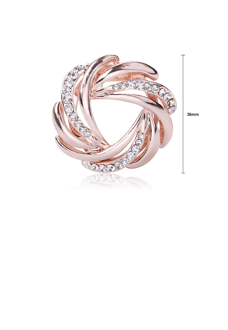 Fashion and Elegant Plated Rose Gold Geometric Wreath Dual Purpose Brooch with Cubic Zirconia - Luxurious Look