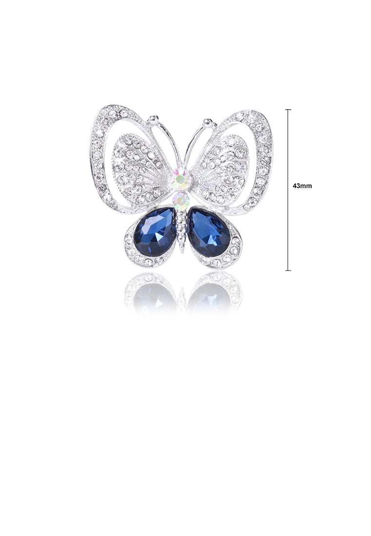 Elegant Bright Butterfly Brooch with Blue Cubic Zirconia - Luxurious Look