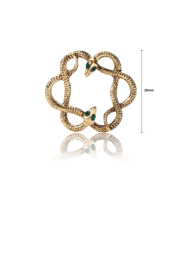 Fashion Personality Plated Gold Double Snake Hollow Geometric Brooch