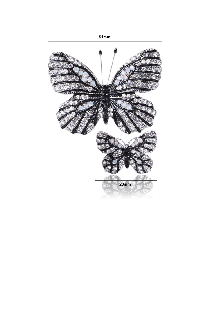 Fashion and Elegant Black Butterfly Brooch with Cubic Zirconia - Luxurious Look