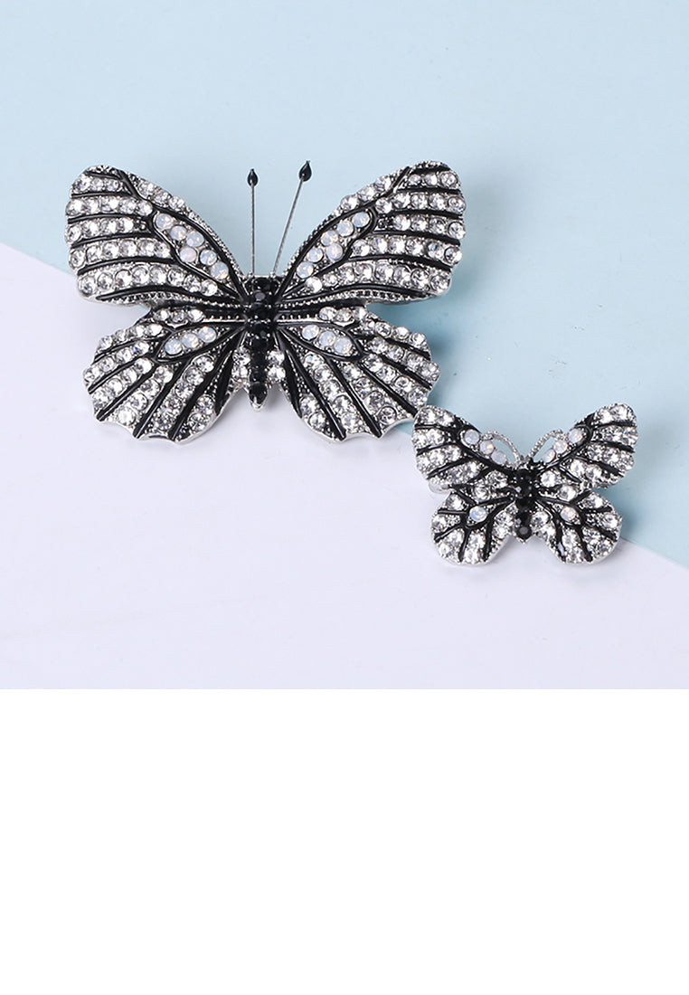 Fashion and Elegant Black Butterfly Brooch with Cubic Zirconia - Luxurious Look