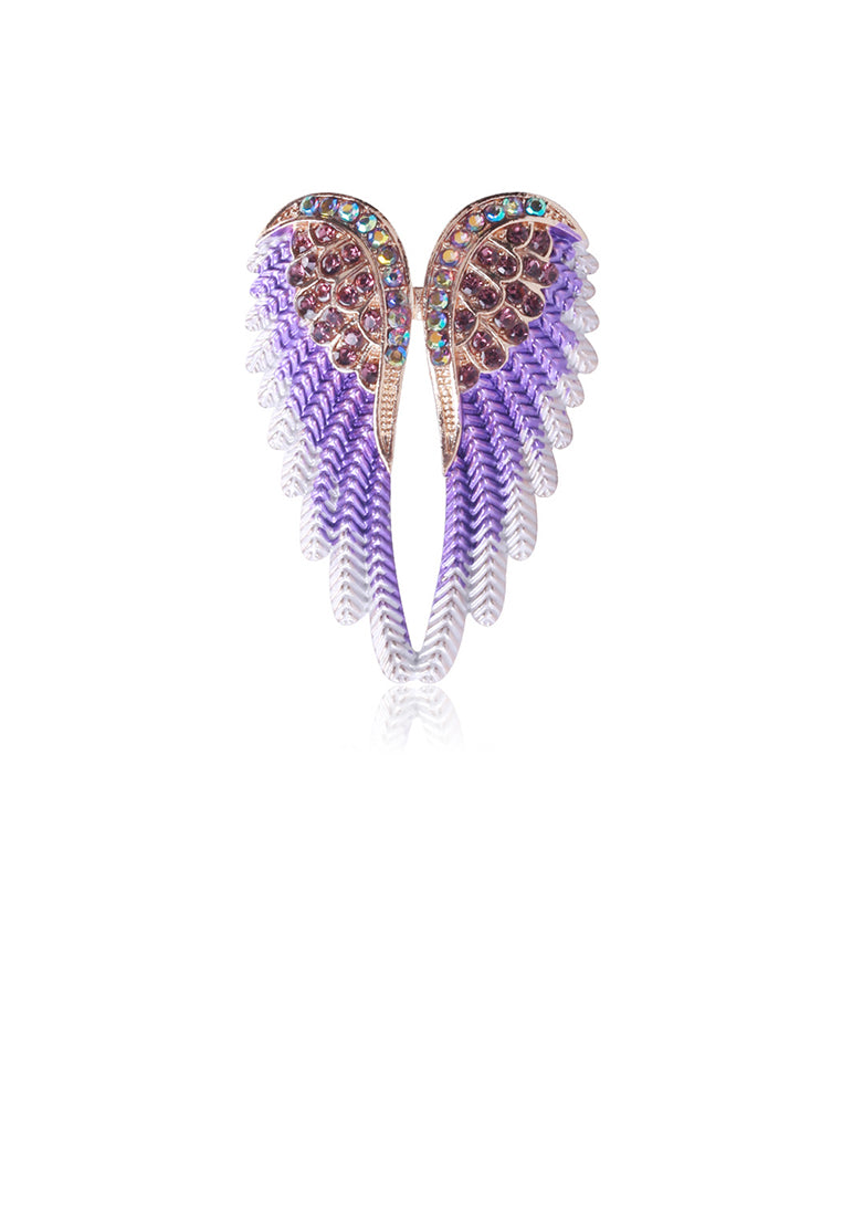 Fashion and Elegant Purple Angel Wing Brooch with Cubic Zirconia - Luxurious Look