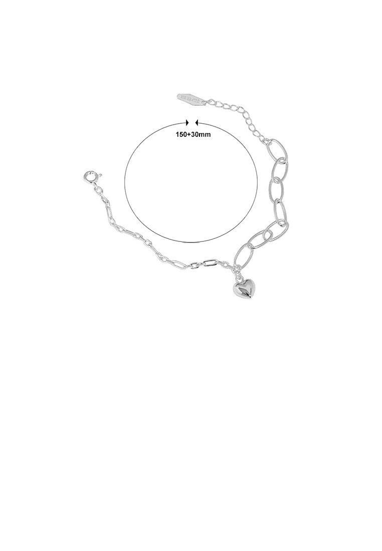 925 Sterling Silver Simple Fashion Heart-shaped Chain Geometric Bracelet