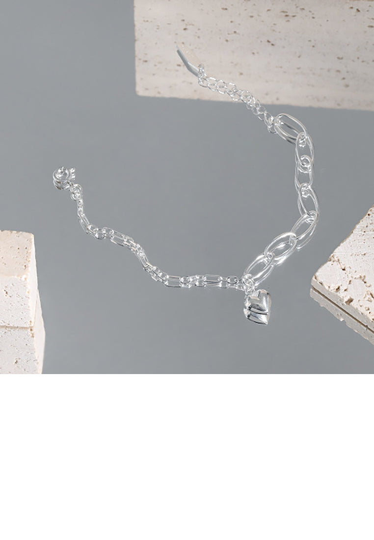 925 Sterling Silver Simple Fashion Heart-shaped Chain Geometric Bracelet