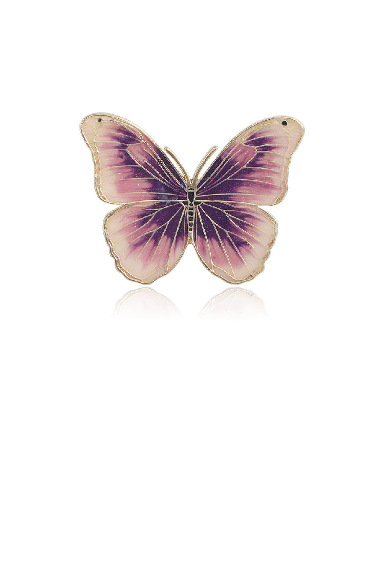 Fashion Temperament Plated Gold Enamel Purple Butterfly Brooch