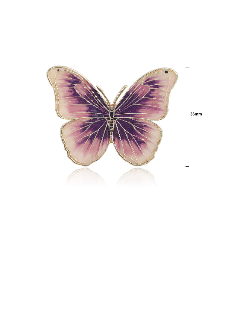 Fashion Temperament Plated Gold Enamel Purple Butterfly Brooch