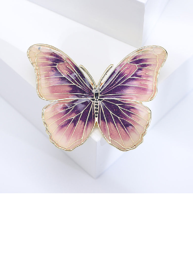 Fashion Temperament Plated Gold Enamel Purple Butterfly Brooch