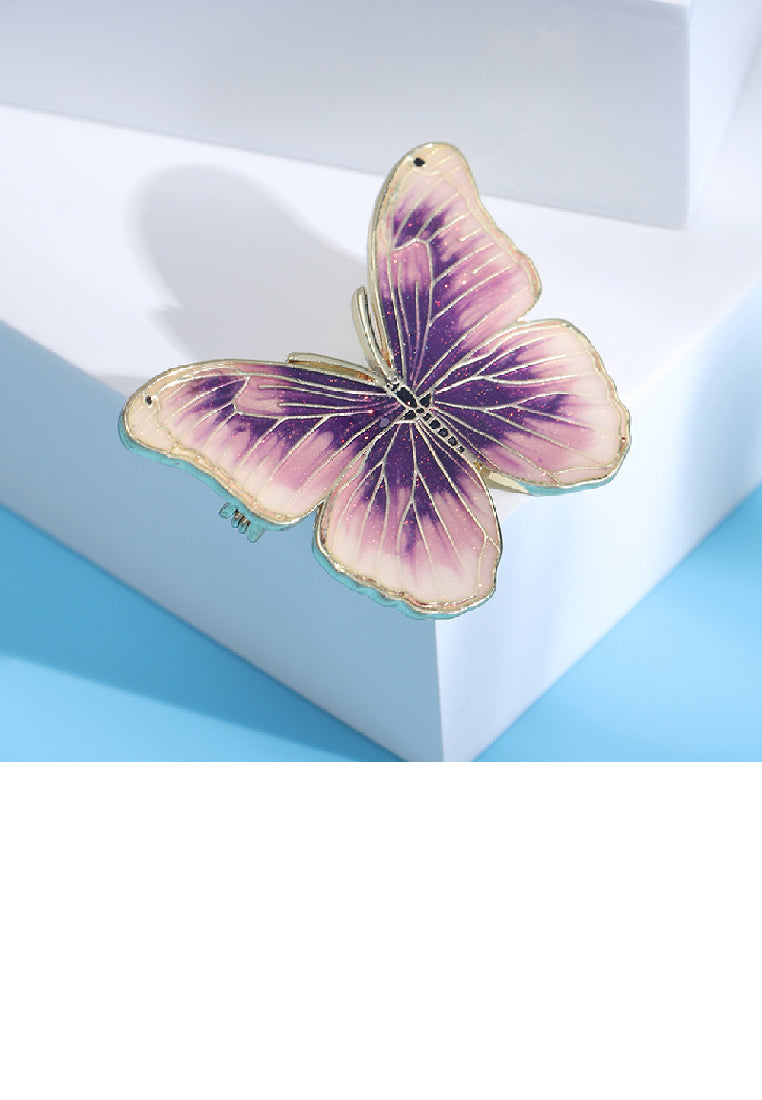 Fashion Temperament Plated Gold Enamel Purple Butterfly Brooch