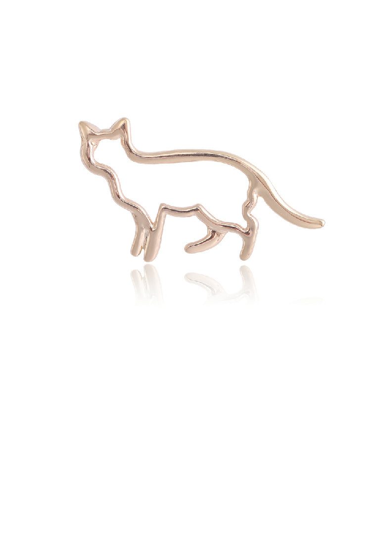 Simple and Cute Plated Gold Hollow Cat Brooch