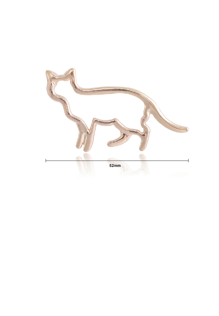 Simple and Cute Plated Gold Hollow Cat Brooch