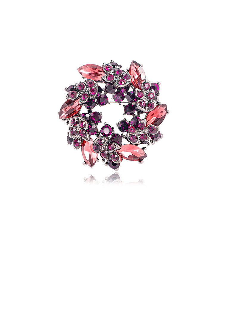 Fashion and Elegant Pink Wreath Brooch with Cubic Zirconia - Luxurious Look - Vibrant Color