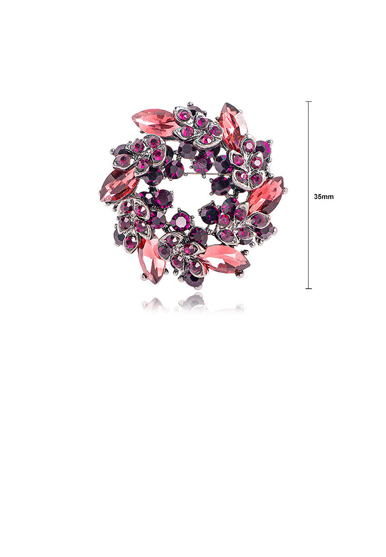 Fashion and Elegant Pink Wreath Brooch with Cubic Zirconia - Luxurious Look - Vibrant Color