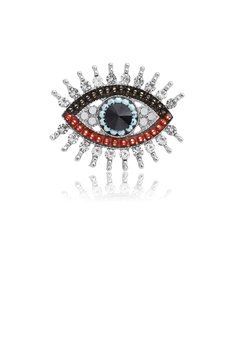 Brilliant Personality Eye Brooch with Multi Colored Cubic Zirconia - Luxurious Look