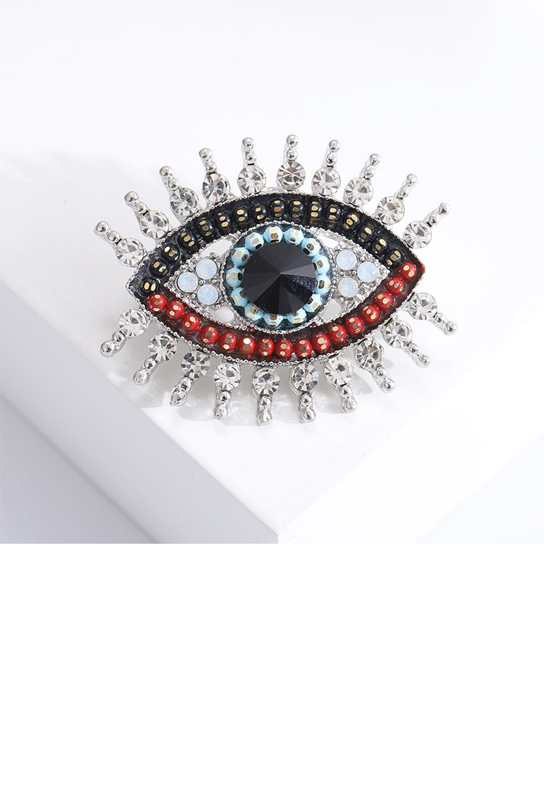 Brilliant Personality Eye Brooch with Multi Colored Cubic Zirconia - Luxurious Look