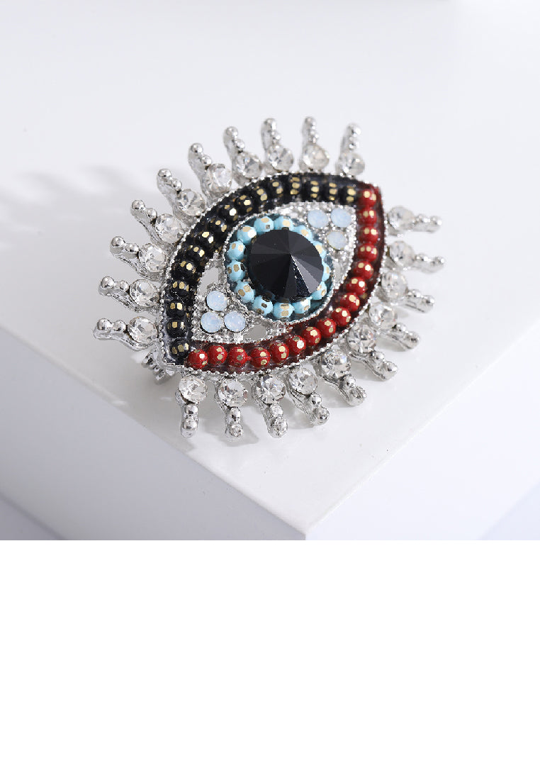 Brilliant Personality Eye Brooch with Multi Colored Cubic Zirconia - Luxurious Look