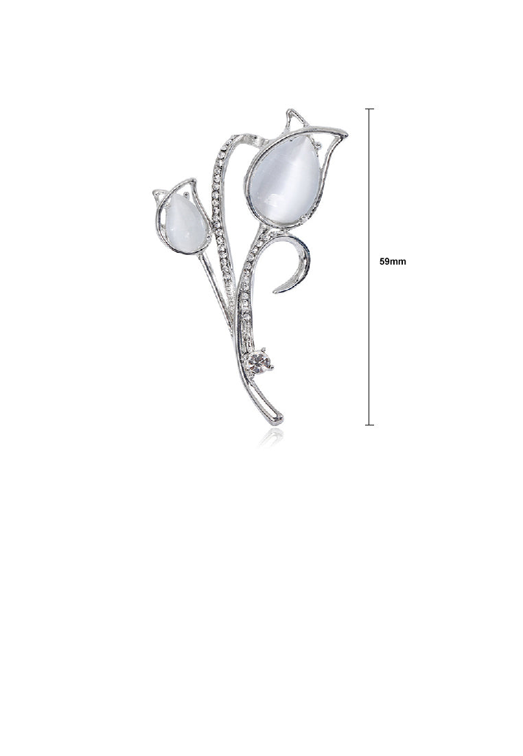 Fashion and Elegant Tulip Opal Brooch with Cubic Zirconia - Luxurious Look