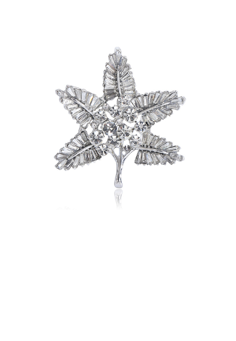 Fashion Brilliant Maple Leaf Brooch with Cubic Zirconia - Luxurious Look