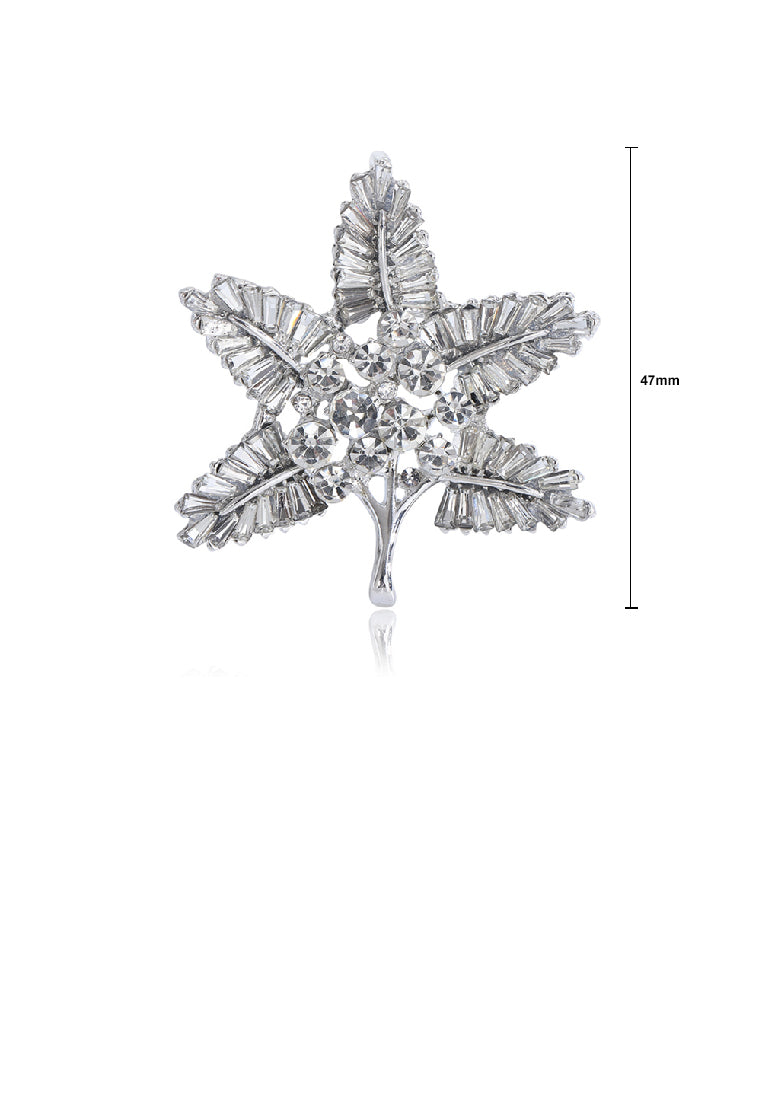 Fashion Brilliant Maple Leaf Brooch with Cubic Zirconia - Luxurious Look