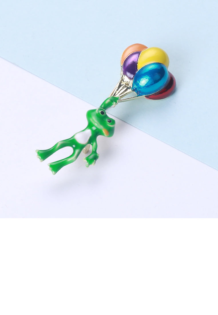 Fashion Simple Plated Gold Enamel Frog Balloon Brooch