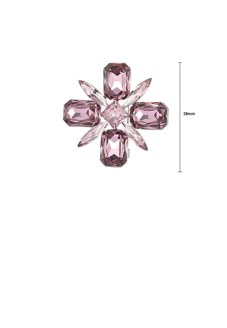 Elegant Brilliant Flower Brooch with Purple Cubic Zirconia - Luxurious Look