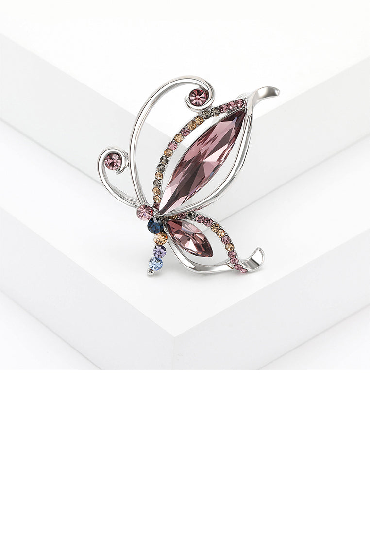 Fashion Temperament Hollow Butterfly Brooch with Purple Cubic Zirconia - Luxurious Look