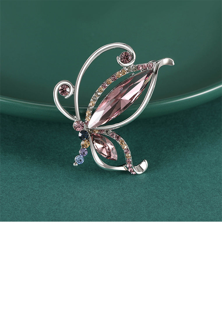 Fashion Temperament Hollow Butterfly Brooch with Purple Cubic Zirconia - Luxurious Look