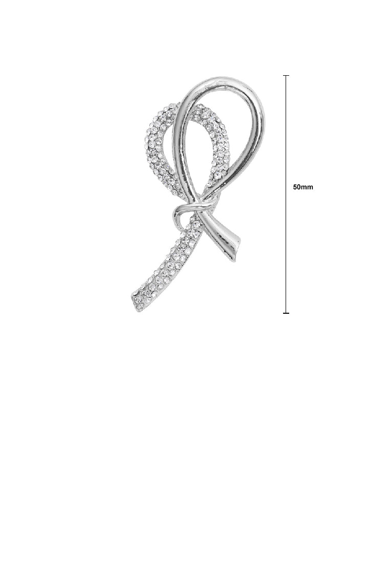 Simple Sweet Ribbon Brooch with Cubic Zirconia - Luxurious Look