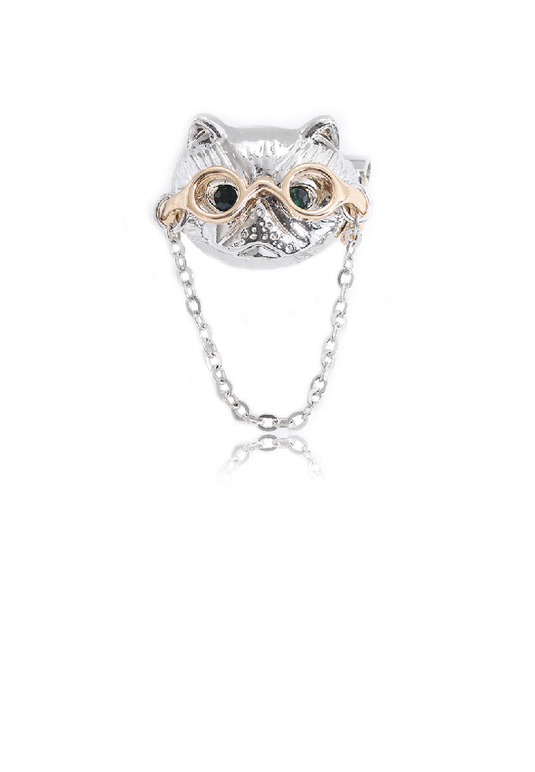 Simple Cute Glasses Puppy Tassel Brooch with Cubic Zirconia - Luxurious Look