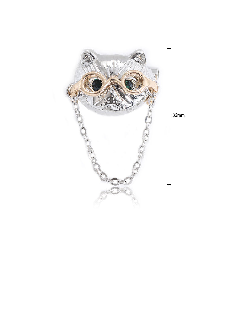 Simple Cute Glasses Puppy Tassel Brooch with Cubic Zirconia - Luxurious Look