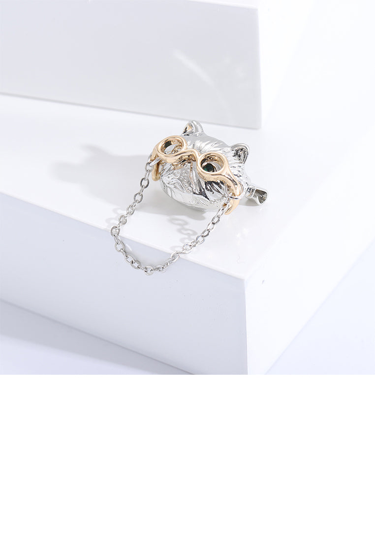 Simple Cute Glasses Puppy Tassel Brooch with Cubic Zirconia - Luxurious Look