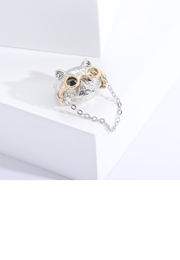 Simple Cute Glasses Puppy Tassel Brooch with Cubic Zirconia - Luxurious Look