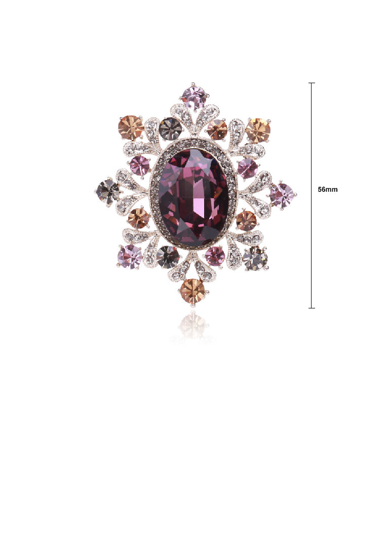 Elegant Vintage Plated Gold Geometric Brooch with Cubic Zirconia - Luxurious Look